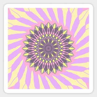 Mandala in grey, yellow and pink Sticker